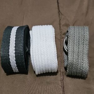 Men's Webbing Belt Trio - Black, White & Gray